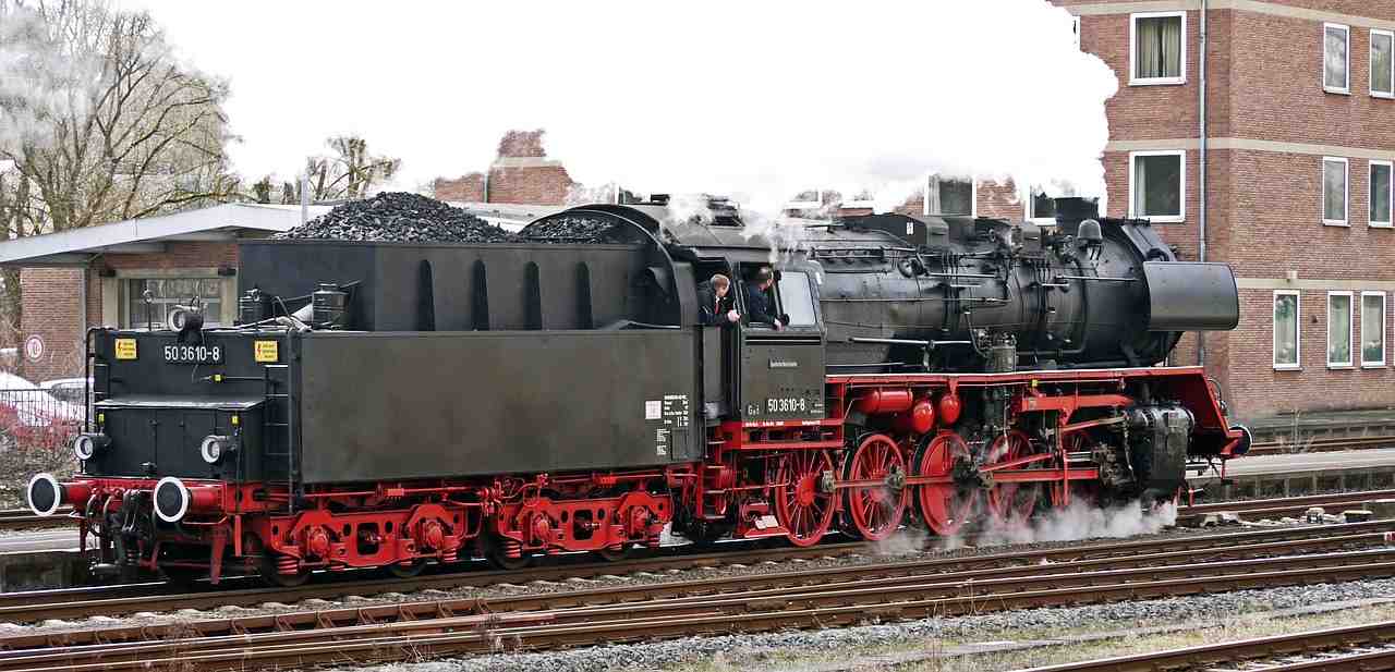 locomotive à vapeur, rang, chemin de fer